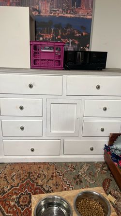 White Wood Dresser with Knobs
