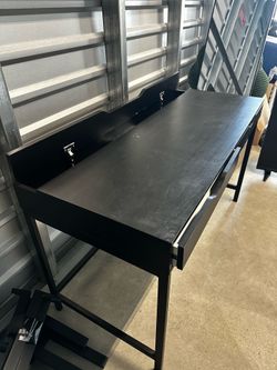 Modern Black Desk with 2 Drawers – Perfect for Office, Gaming, or Makeup Desk
