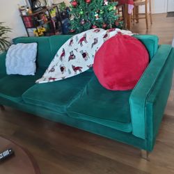 Florina 87" Velvet Square Arm Sofa  