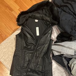 Chicos Fur Hooded Vest