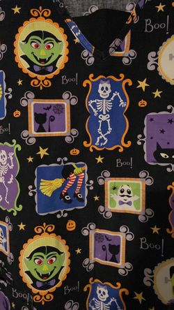 Halloween Print Scrub Top