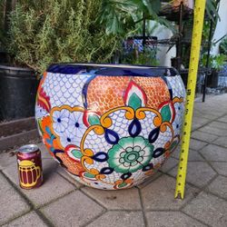 Large Talavera-Style Planter Pot