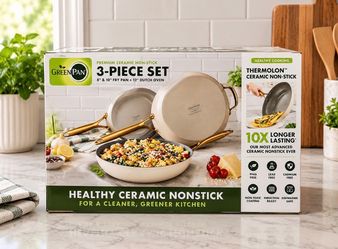 GreenPan Jewel Pro Ceramic Non-Stick 3-piece Fry Pan Set $25