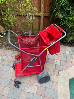 Wonder Wheeler Red Deluxe Beach Cart with Tote Bag-Foldable!