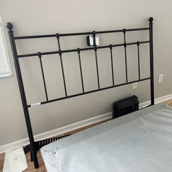 Modern Black Metal Farmhouse Design Headboard - Queen Size 