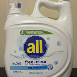 all Liquid Laundry Detergent Free Clear for Sensitive Skin, 141 Ounce, 94 Loads, 4.16L