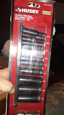 New Husky 10 piece thin wall 3/8 impact socket set