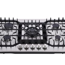 Gas Cooktop 30 Inch, Stainless Steel 5 Burners Built-in Gas Stovetop Propane/Natural Gas Convertible Stove Top Dual Fuel Gas Hob

