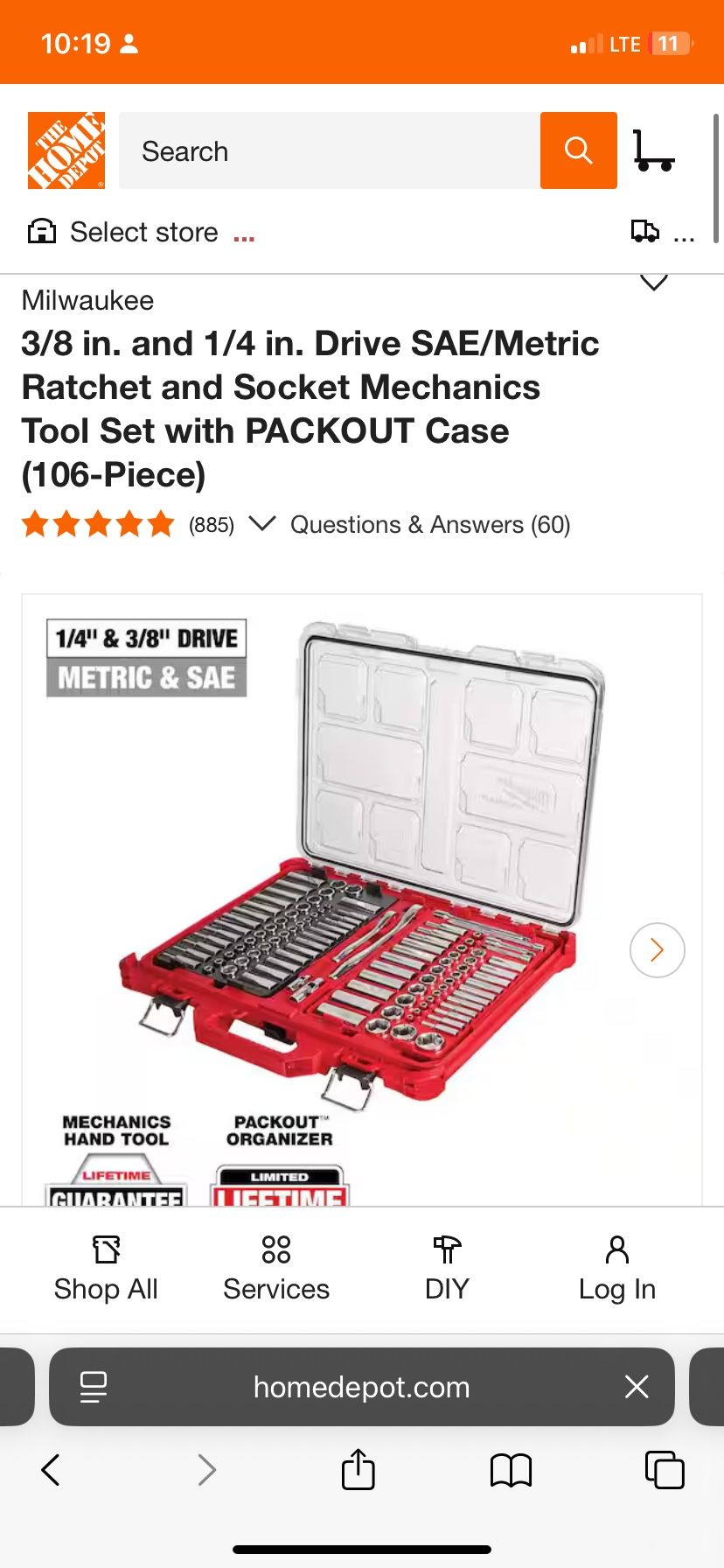 Milwaukee 106pc Ratchet & Socket Packout Kit (Brand New)