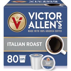 Victor Allen's Coffee Italian Roast, Dark Roast, 80 Count, Single Serve Coffee Pods for Keurig K-Cup Brewers