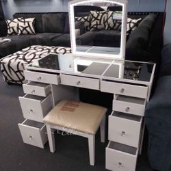 Makeup Vanity Including Chair 