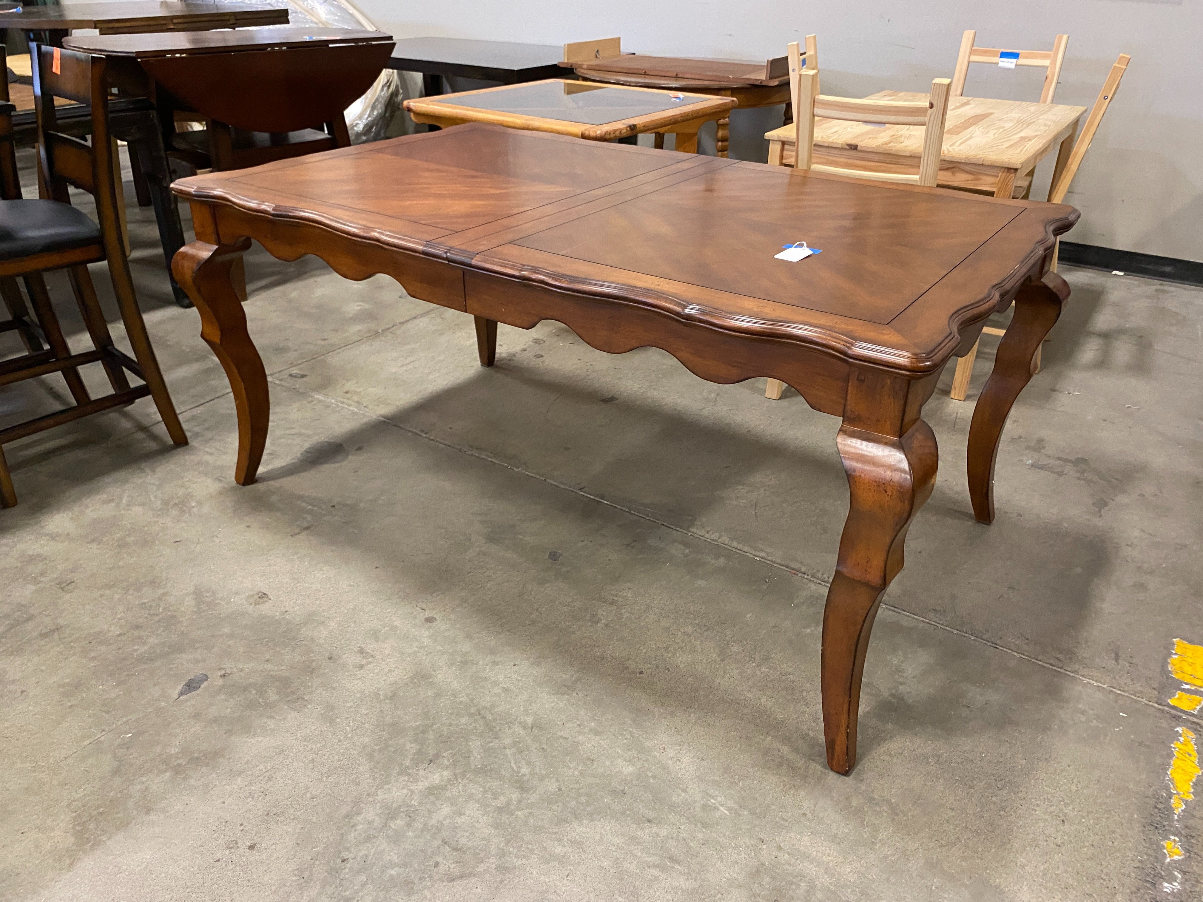 Large Scalloped Edge Bent Leg Dining Table