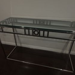 Silver Glass and Steel Entry Table