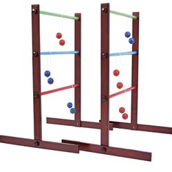 Brand New In The Box- SpeedArmis Ladder Toss Game Set - 35In Rubber Wooden Ladder Ball Golf Lawn Game with 6 Bolo Balls & Carrying Case - Outdoor Yard