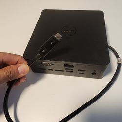 Docking Station ( Device to connect two or three monitors ).
Dell K16A Thunderbolt Dock USB Type-C
HDMI, DisplayPort. Thunderbolt & VGA. 
Nothing wron