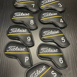 New Waterproof UV Leather Gold Iron Club Cover 3- S For Titleist  Big Face Models