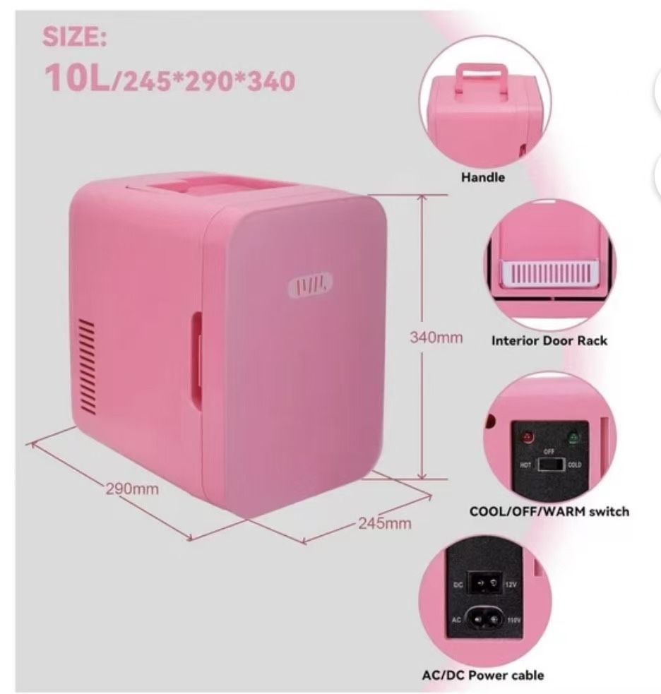 ✌️ Mini Fridge for Bedroom, Office, Dorm & Car, Portable Small Refrigerator for Skincare, Makeup, Beverage, Drinks, Thermoelectric Cooler & Warmer