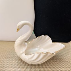 Lenox Swan Figurine Trinket Dish - 24K Gold Trim, MINT Condition, 5"