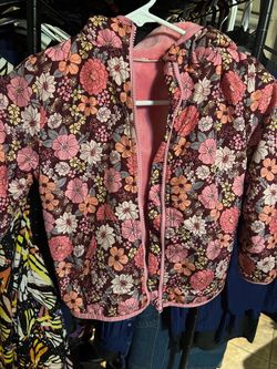 Girls Floral Zip-Up Hooded Jacket