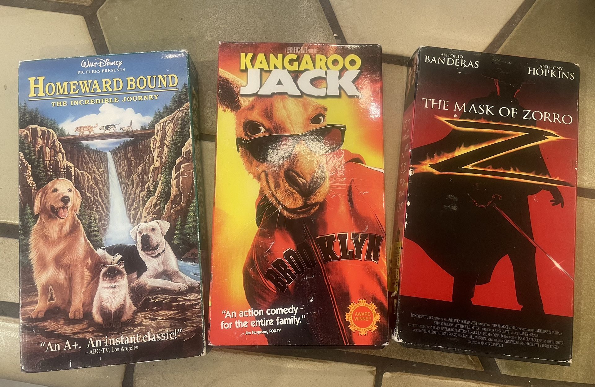 VSR movies. The Mask Of Zorro, Homeward Bound-Incredible Journey, and Kangaroo Jack.