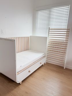 MYLLRA Crib with drawer, white, 27 1/2x52 "