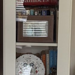 Two White Bookcases With Glass Doors, Tall Nice Display