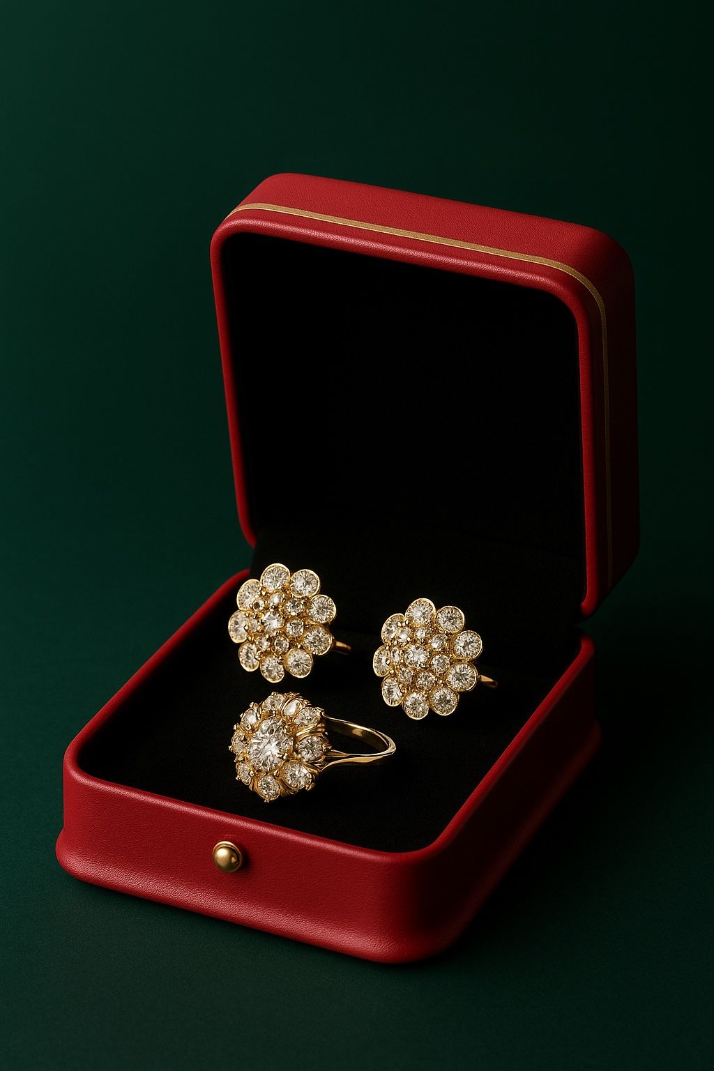 Luxury 3-Piece 18K Gold Flower Jewelry Set – Like New