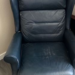 Blue Leather Reclining Chair