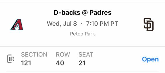 Padres vs DBacks - TODAY 1 ticket available $50 Hoffman Giveaway