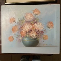 Floral still life Oil On Canvas Signed By Robert Cox
