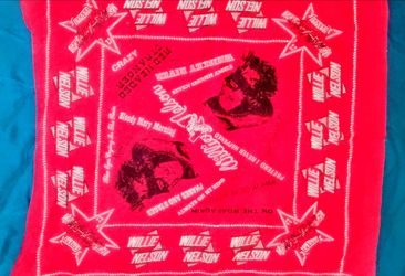 Vintage 70s Willie Nelson Red Tour Bandana Concert Merch