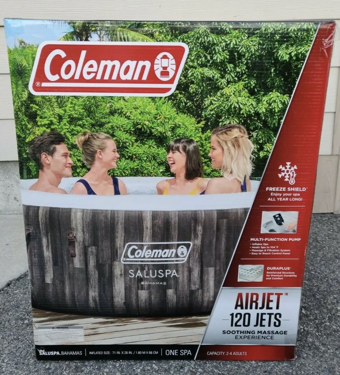 Coleman Saluspa Bahamas Inflatable Hot Tub 120 Jets 2-4 Person NEW IN BOX!