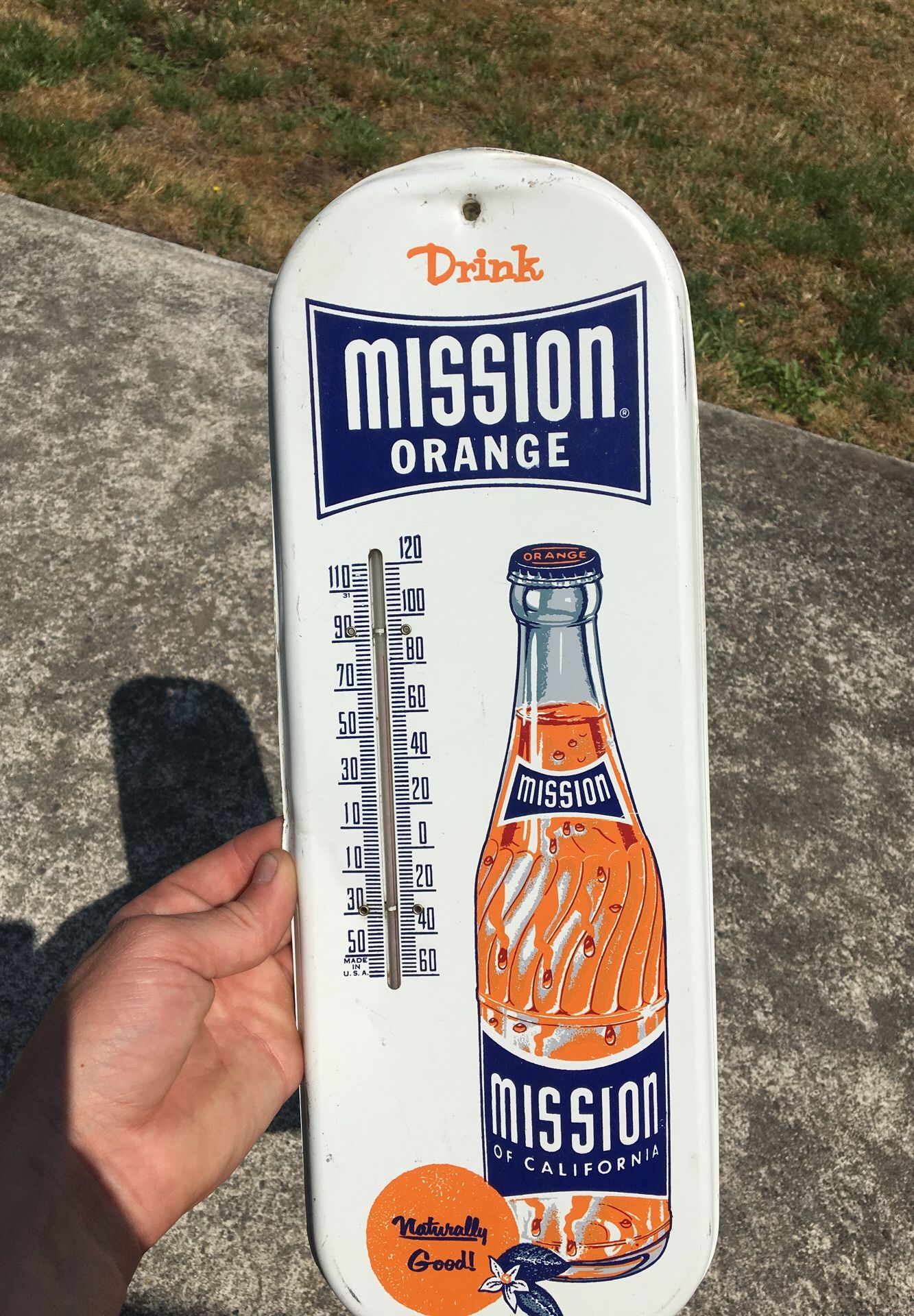 Vintage mission orange thermometer