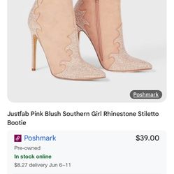 6.5 Justfab Pink Heel Booties 