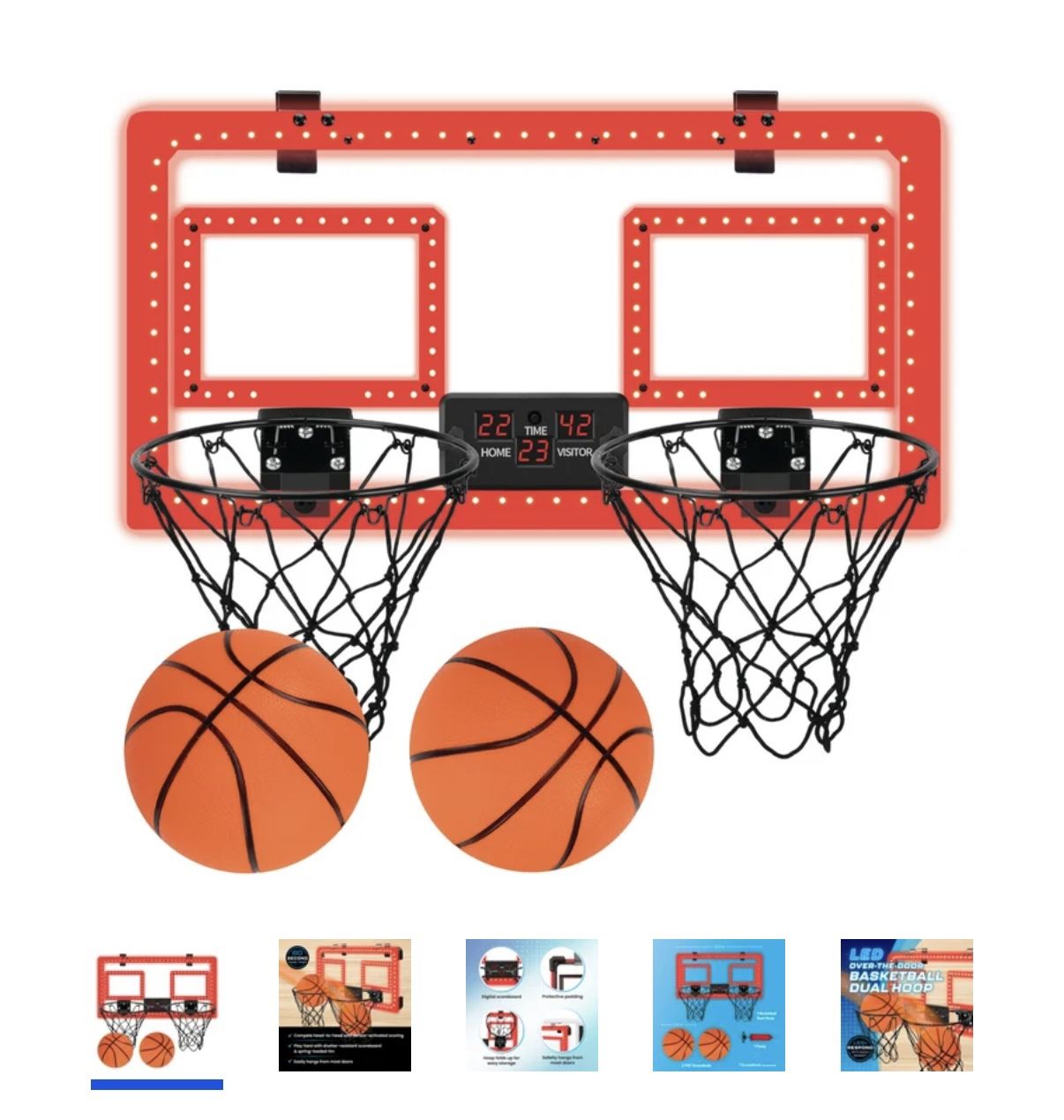 Over the door basketball dual hoop with scoreboard