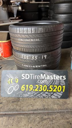 2 used tires continental 255-35-19 for $140 mounted and balanced included