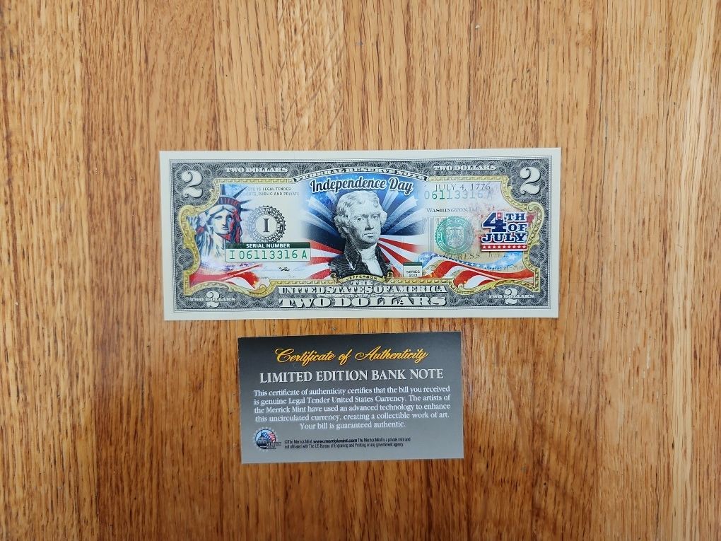 $2 NOTE COLORIZED OVERPRINT