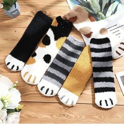 Women Cat Clews Soft Fluffy Cozy Bed Socks