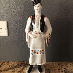 Hungarian Vintage Collectible Hollohaza Man In Hat And Vest 