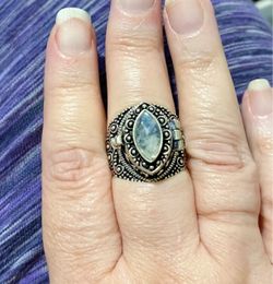 Sterling Silver Poison Ring with Genuine Moonstone