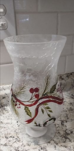 FROSTED CHRISTMAS VASE/ CANDLE HOLDER