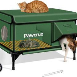 Weatherproof Insulated Heated Pet House with Safe Escape Door Green 17"x25"x17" NEW
