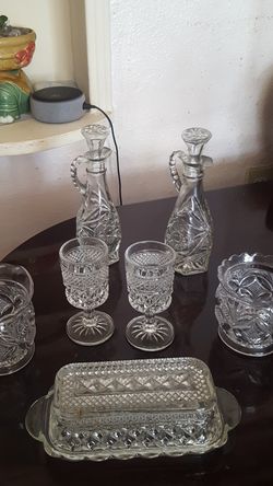 7 piezas de cristal antiguo