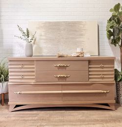 Vintage Mid Century Modern Dresser 8 Drawer Lowboy By Fashion Flow