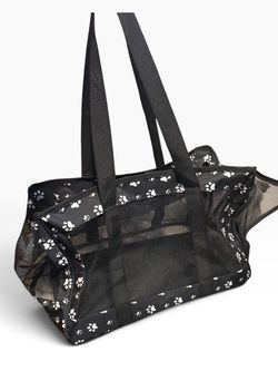 Black Mesh Paw‑Print Pet Carrier