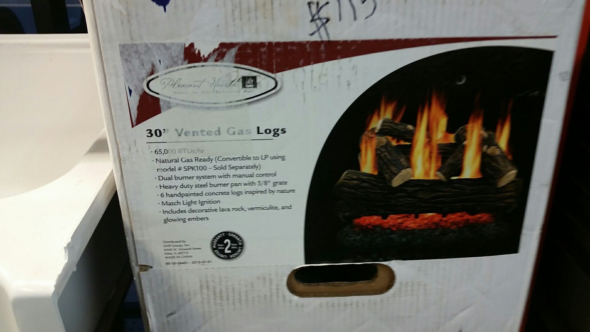 30 inch vented gas logs