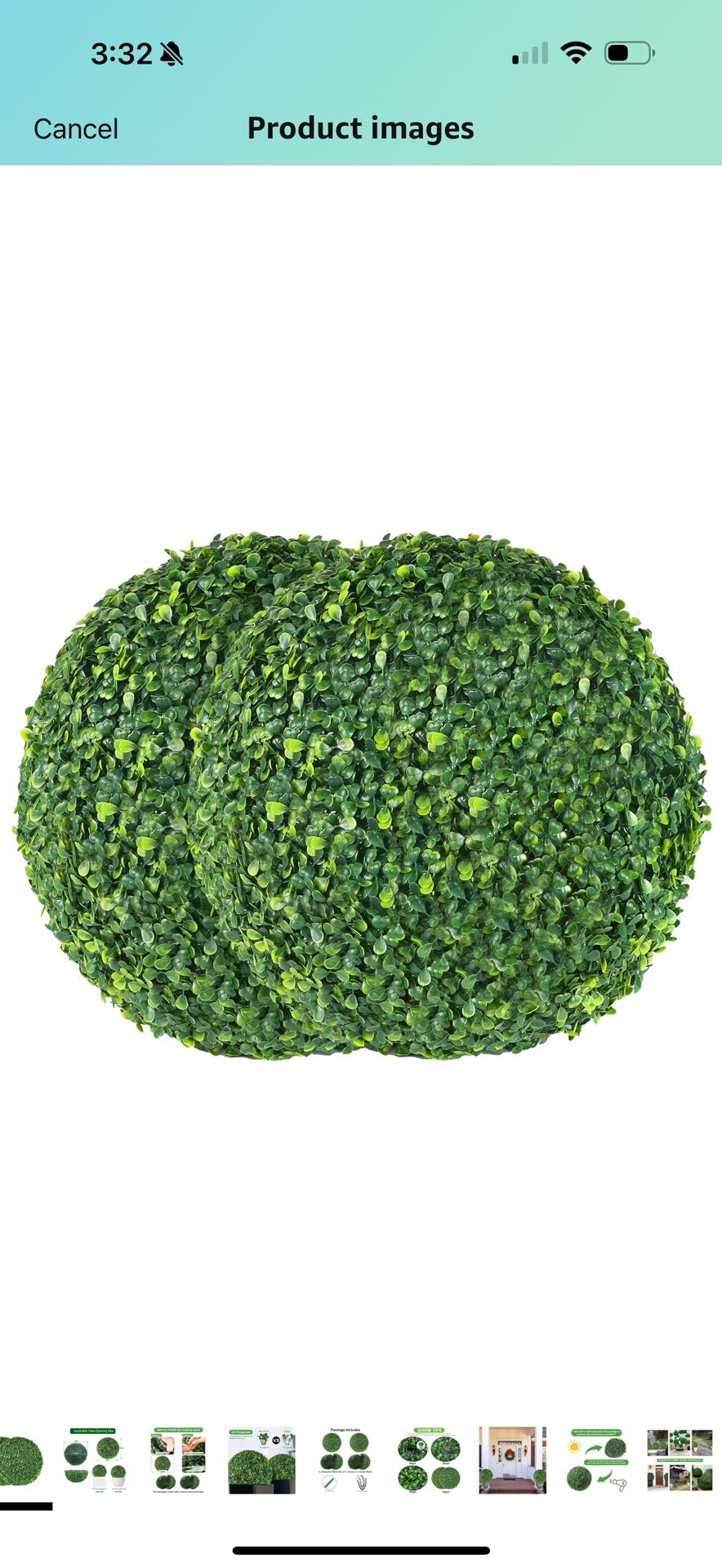 AILANDA 2 PCS 16'' Artificial Plant Topiary Ball for Outdoor, Faux Boxwood Balls Garden Spheres Decorative Balls with 8 Layers Leaves Faux Plant for B