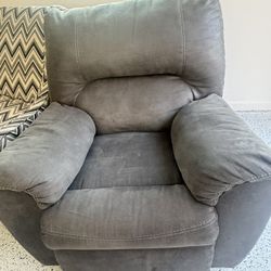 Soft Leather Grey Recliner Couch