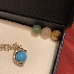 Sterling Silver  Real Cristals All  4  Colors  ( Dolphin) Charm