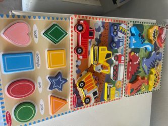 3 Melissa and Doug chunky wooden puzzles